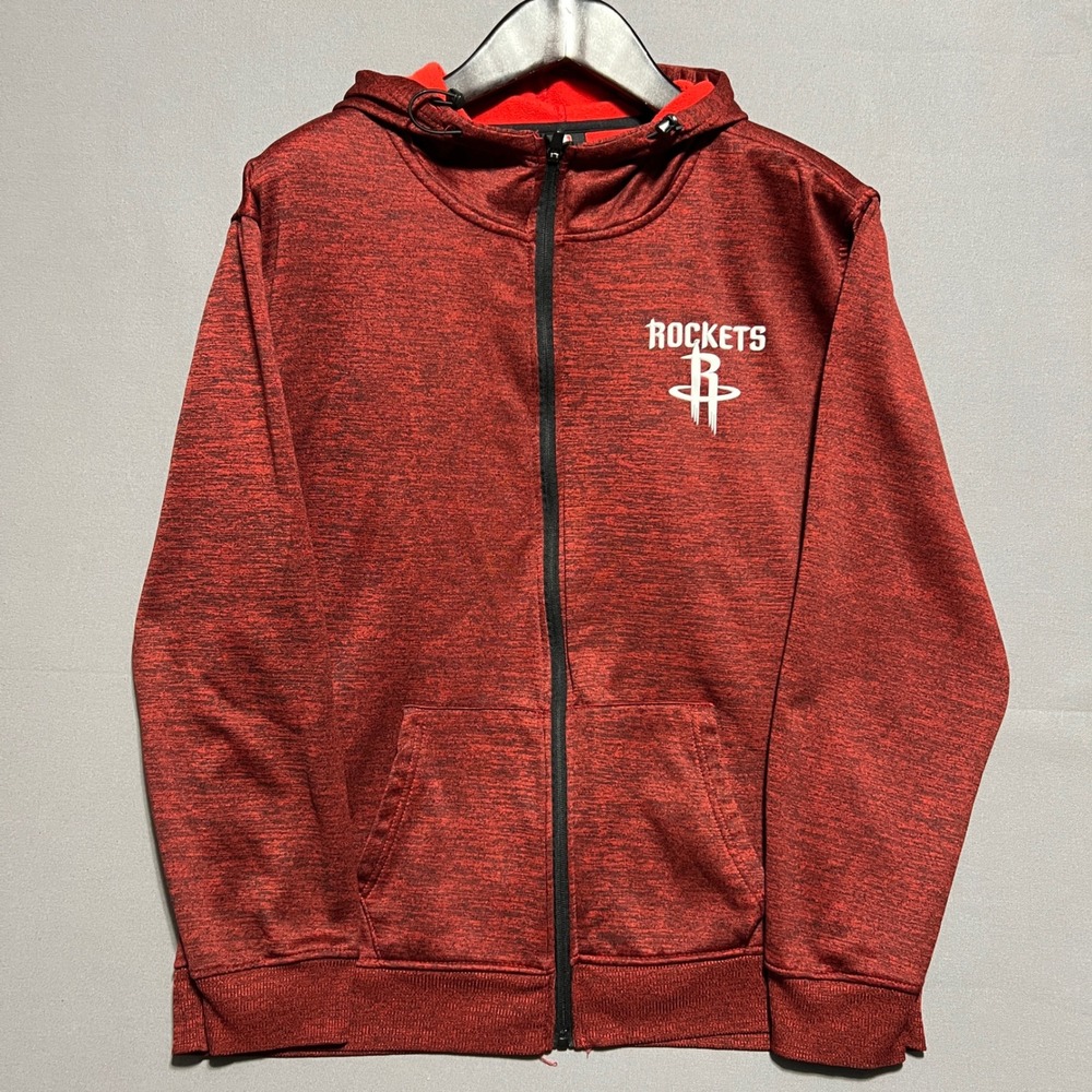 NBA Houston Rockets Full Zip Hoodie Mens XL Red Heathered Space Dye Sweatshirt